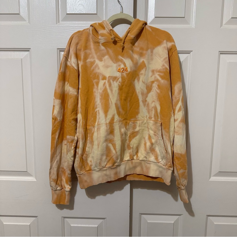 424 Armes Made In Italy Tie-Dye Hoodie Men's Size S Orange Multicolor Pullover